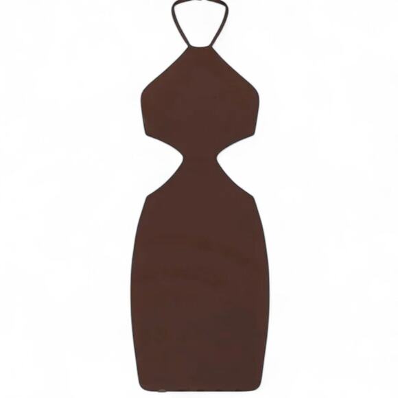 NWT - SKIMS Fits Everybody Halter Cocoa Dress Size: L - Picture 5 of 5